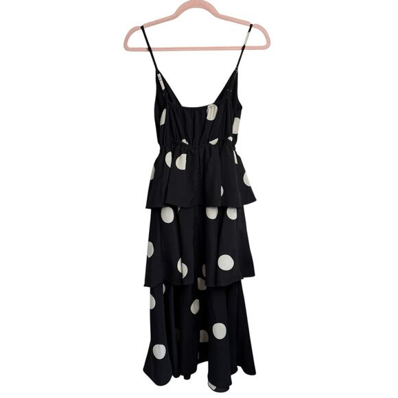 OPT One Pretty Time Cava Black and White Polka Dot Tiered Midi Dress NWT - Picture 4 of 9